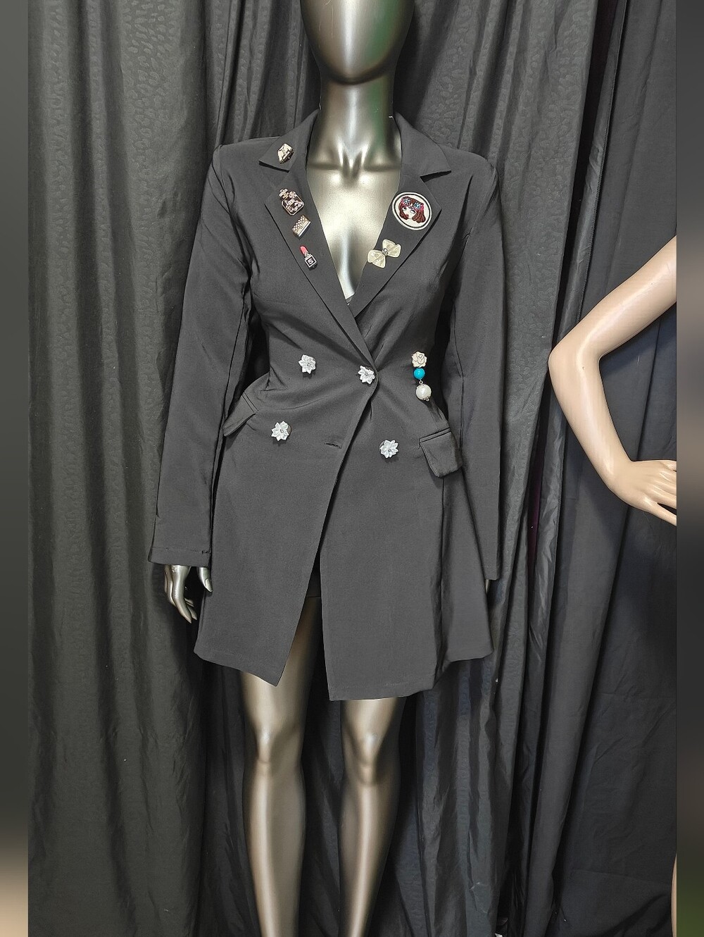 Blazer Mini Dress With Brooches